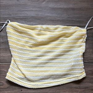 Yellow and White Striped Tube Top